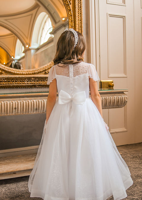 Crystal & Pearl Glimmer White Communion Dress (Tulle Glitter Skirt)