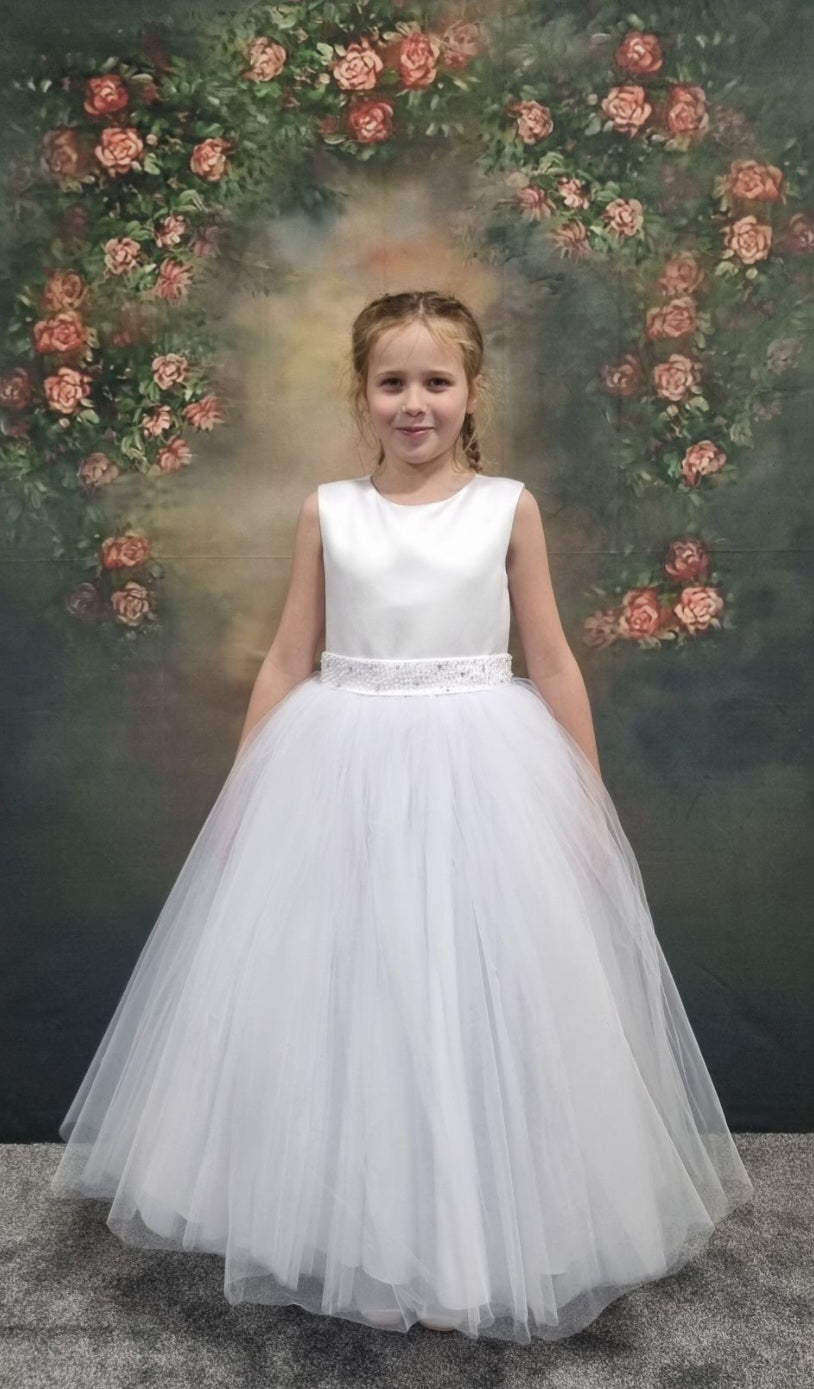 SALE COMMUNION DRESS Celebrations Girls White Communion Dress:- Willow Age 9