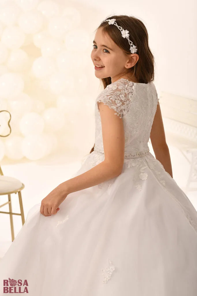 Rosa Bella By Sweetie Pie Girls White Communion Dress:- RB814