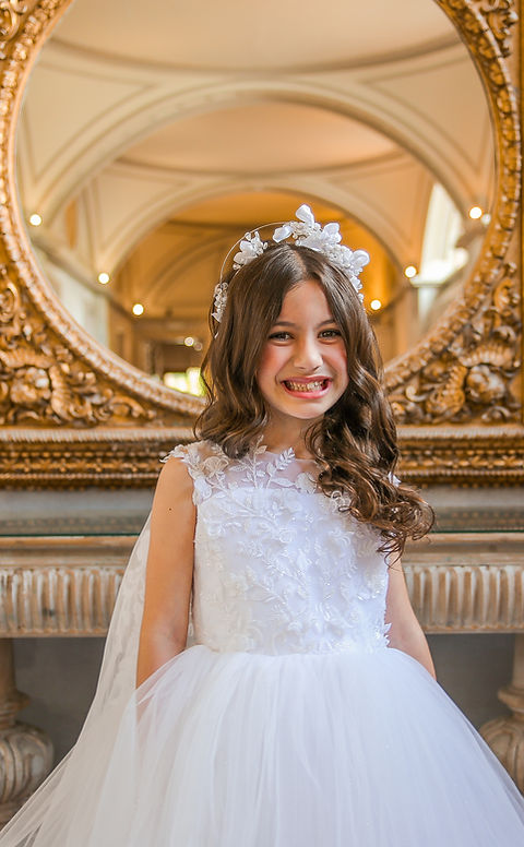 Crystal & Pearl Elodie White Communion Dress (Tulle Skirt)