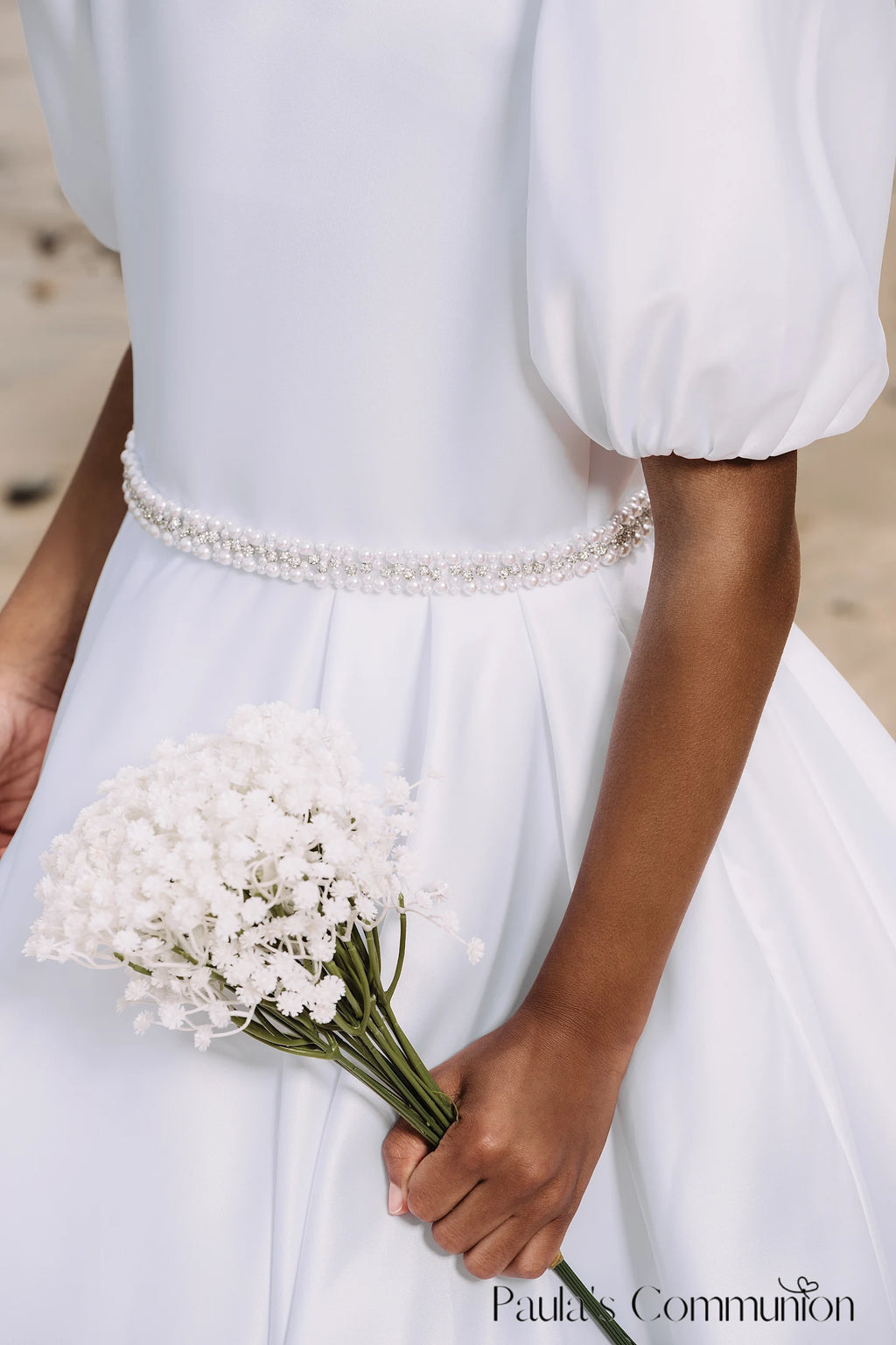 Paula's Communion Girls White Communion Dress:- PJ107