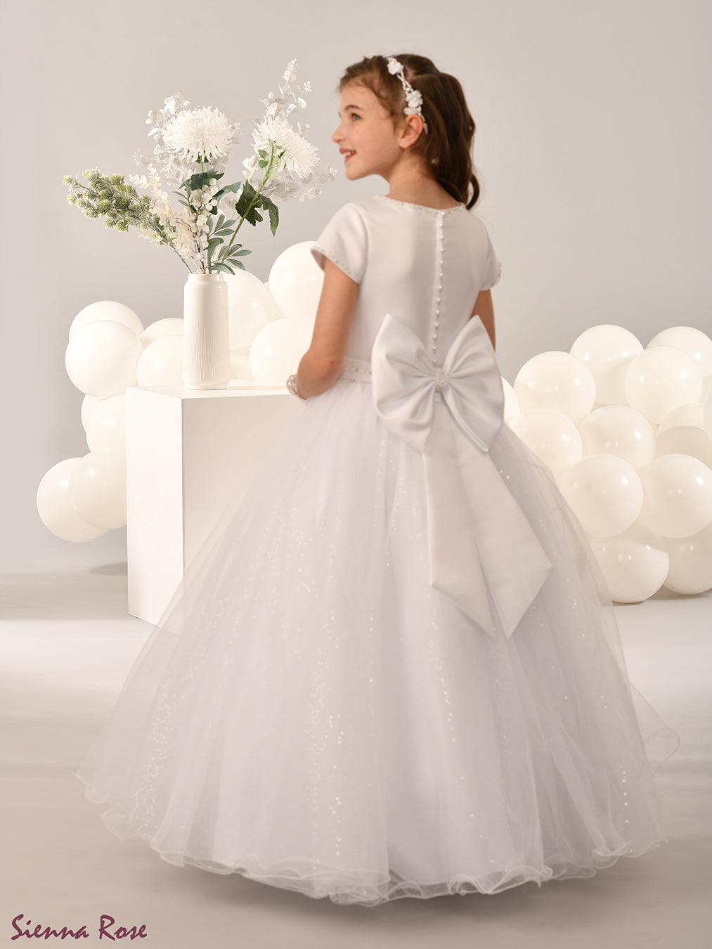 Sienna Rose By Sweetie Pie Girls White Communion Dress:- SR751
