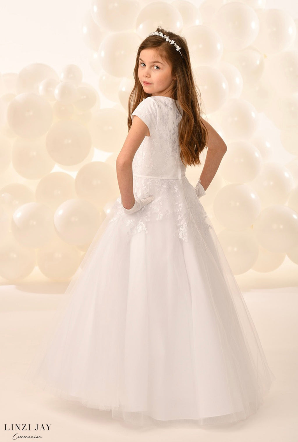 Linzi Jay Girls White Communion Dress:- Parker