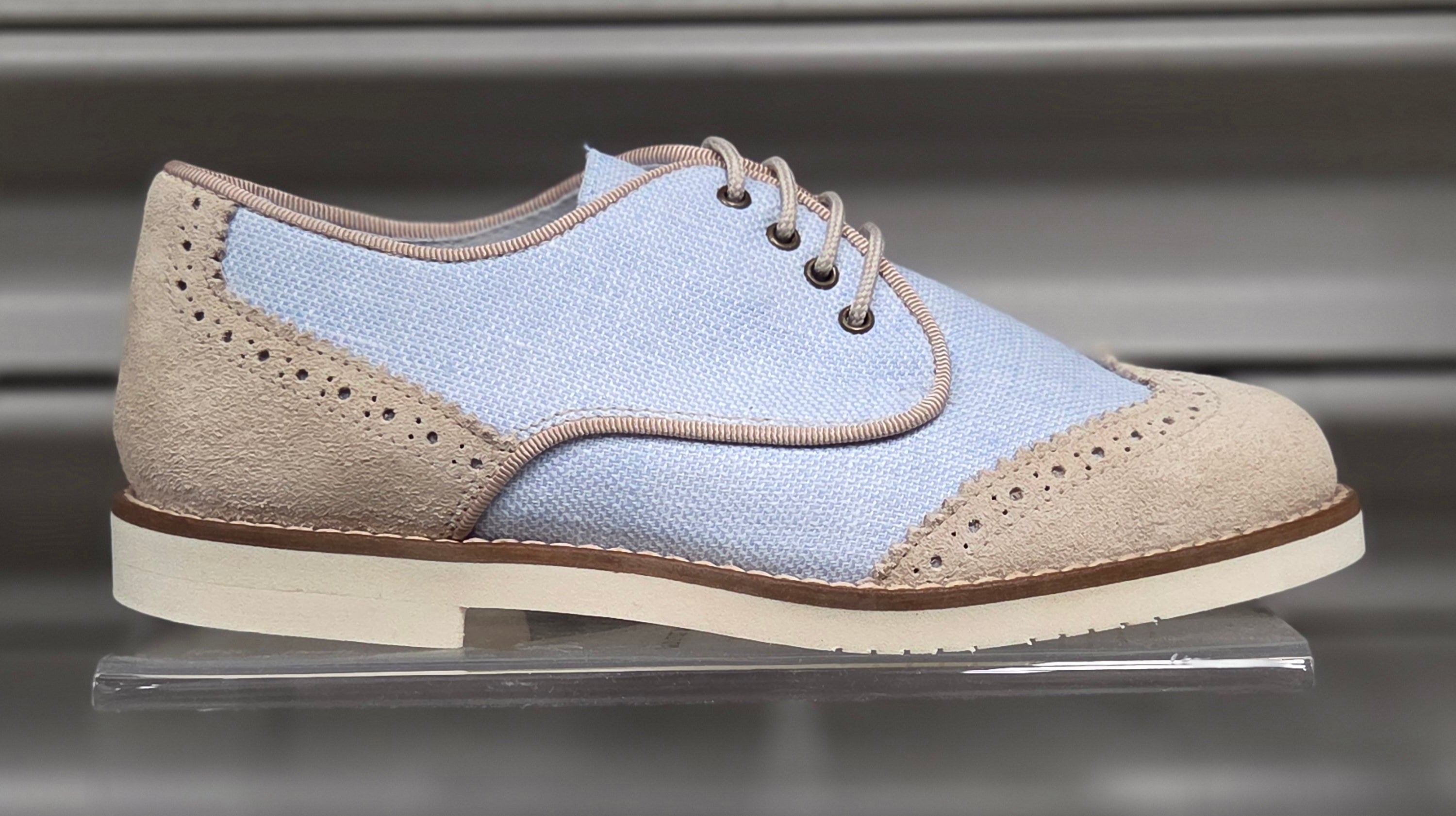 Boys Shoe Gux 2 Tone Brogue Beige & Blue