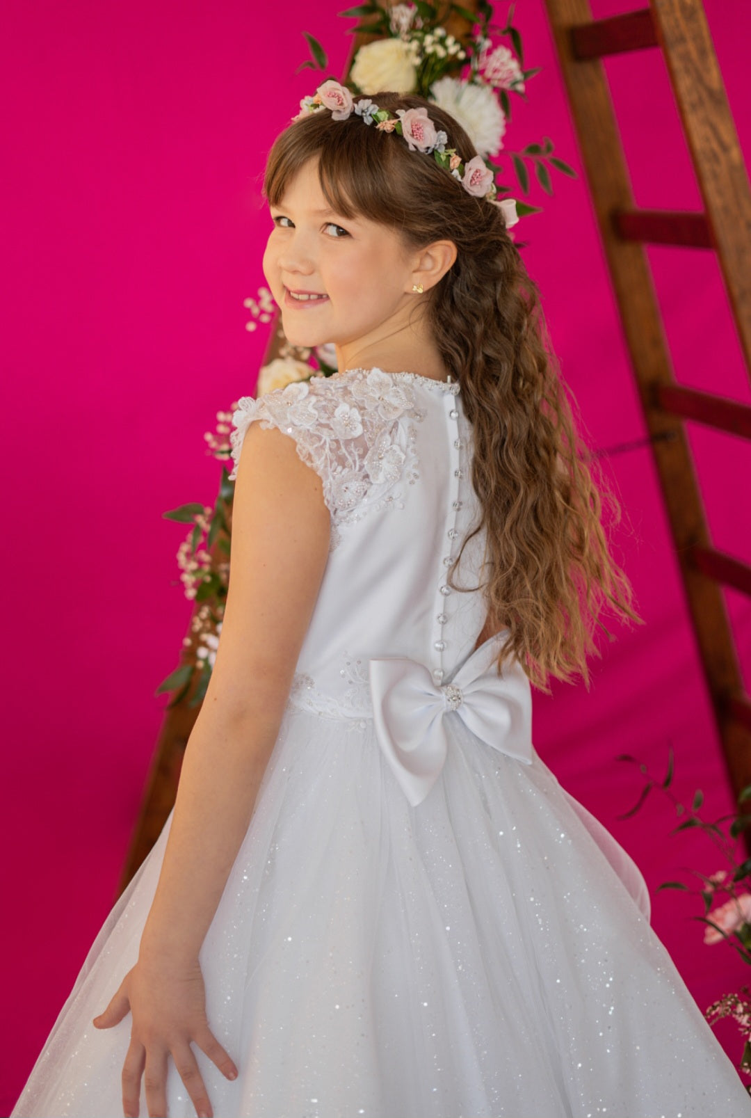 Emmerling Girls White Communion Dress:- Lorraine
