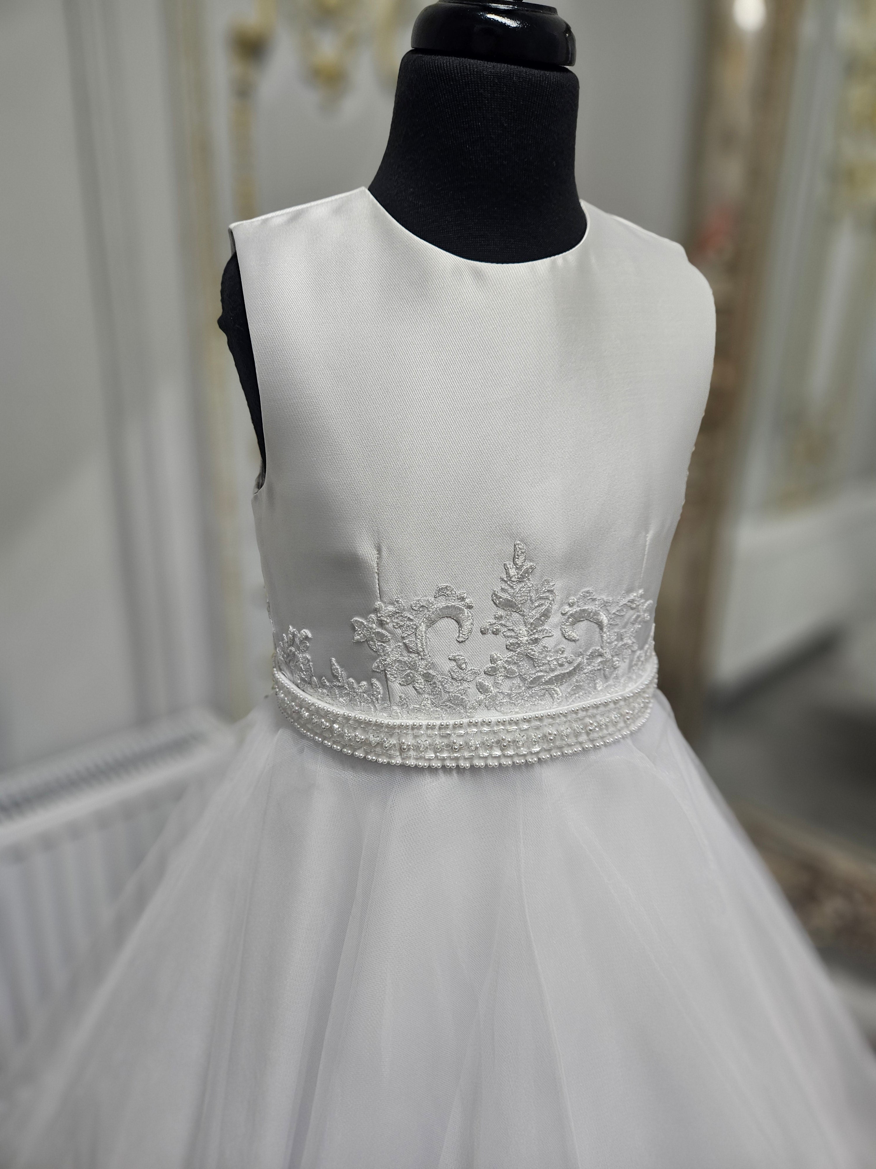 SALE COMMUNION DRESS KOKO Girls White Communion Dress:- KO25830/832 AGE 6, 7 & 8