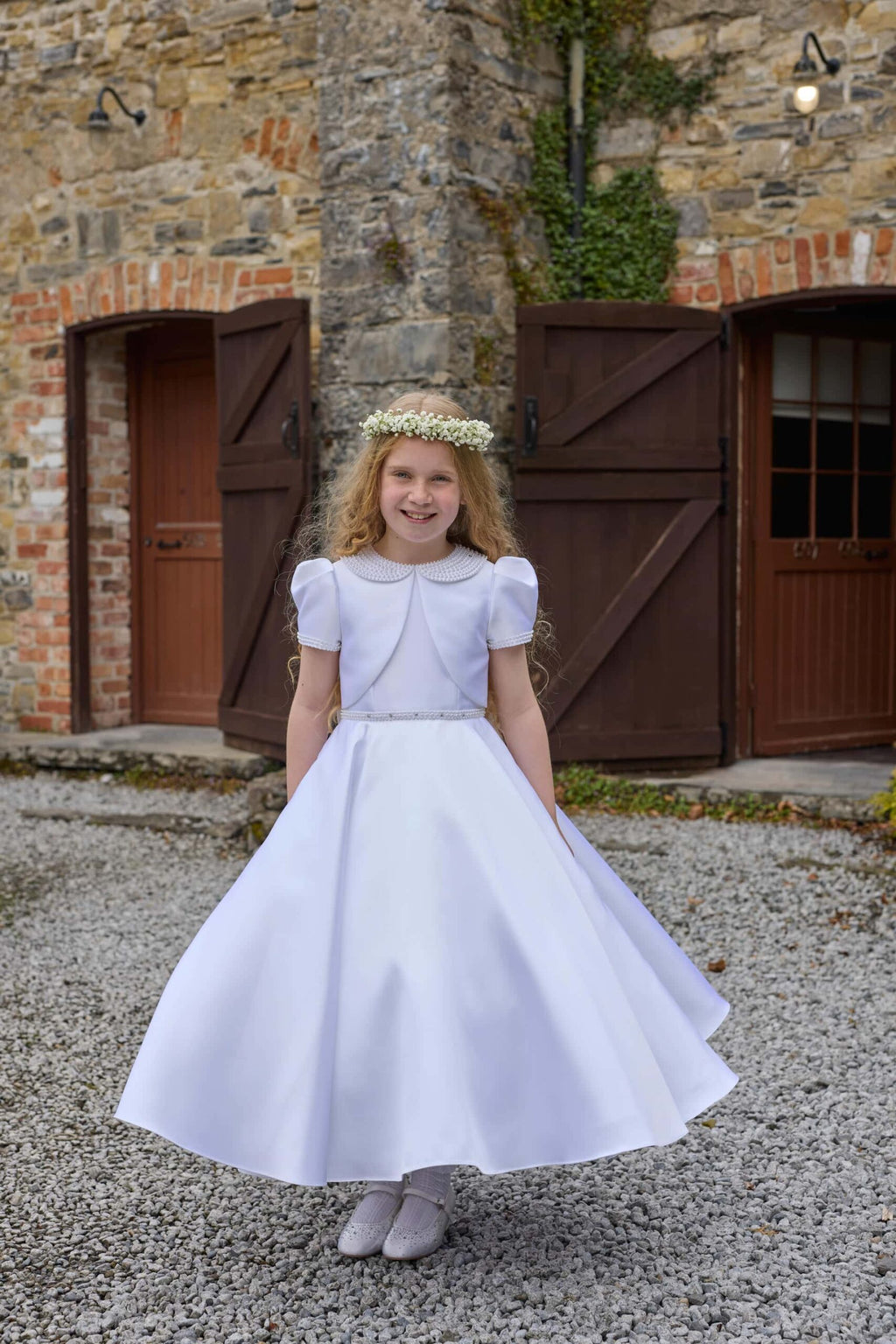 Isabella Girls White Communion Dress:- IS27436