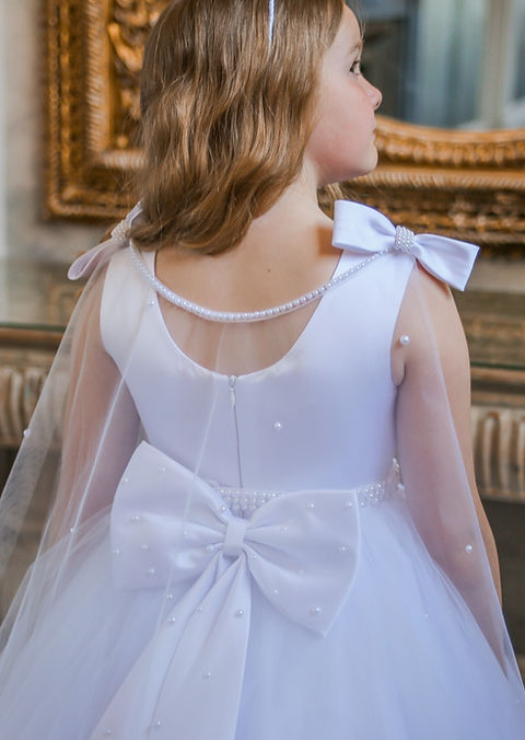 Crystal & Pearl Zaria White Communion Dress (Tulle Skirt)