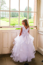 Load image into Gallery viewer, Crystal &amp; Pearl Tiffany White Communion Dress (Ruffle Skirt)
