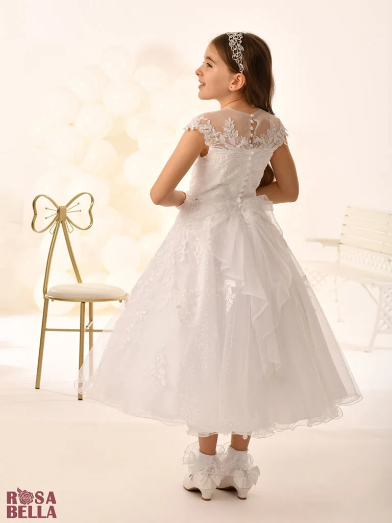 Rosa Bella By Sweetie Pie Girls White Communion Dress:- RB810