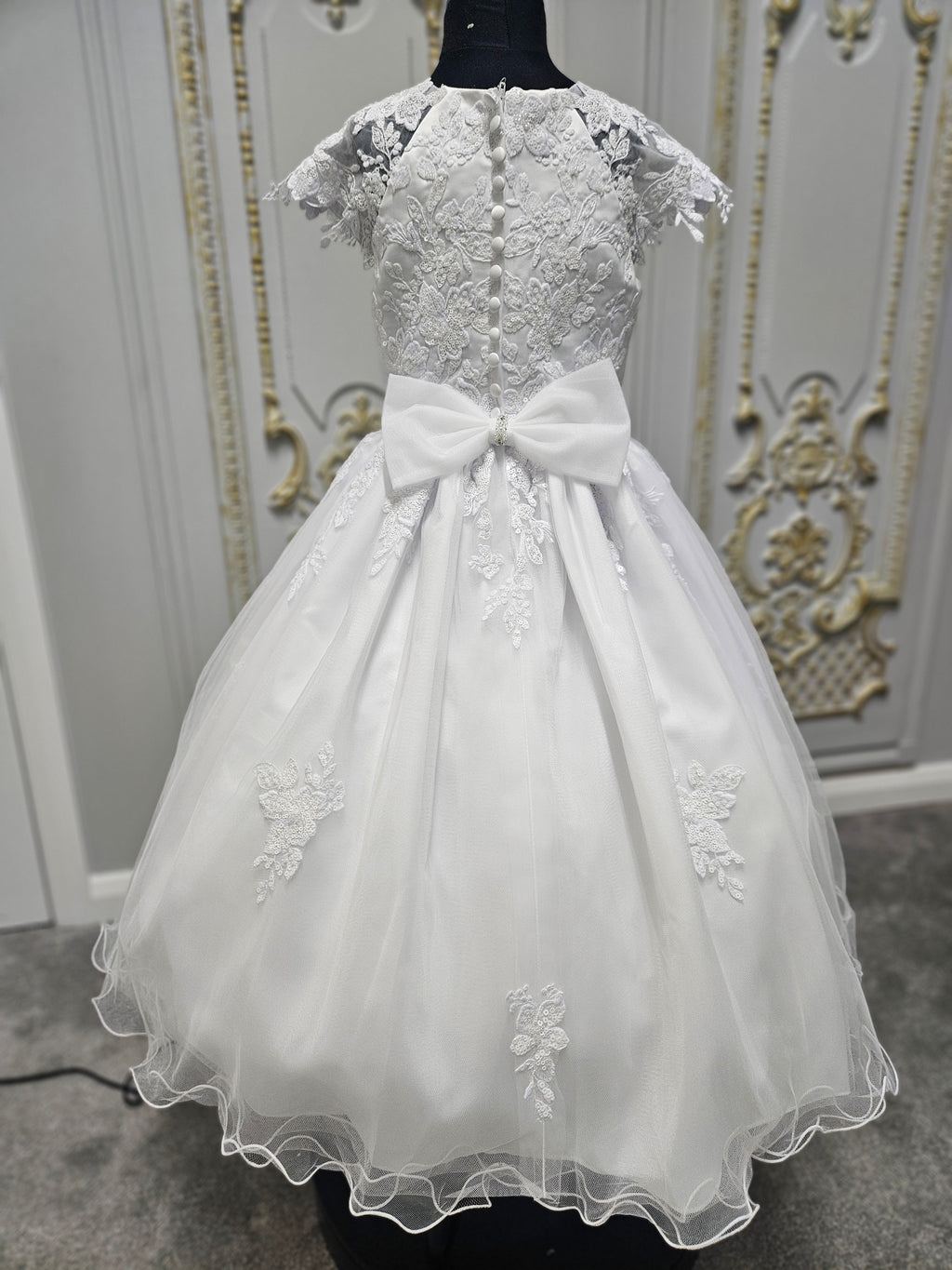 Rosa Bella By Sweetie Pie Girls White Communion Dress:- RB685