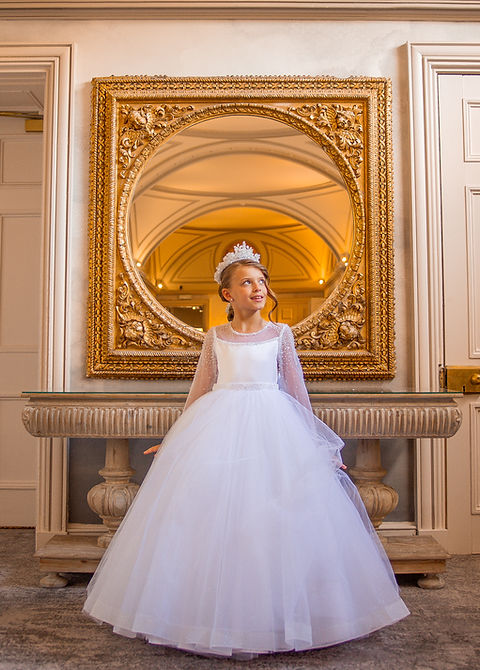 Crystal & Pearl Karolina White Communion Dress (Tulle Skirt)
