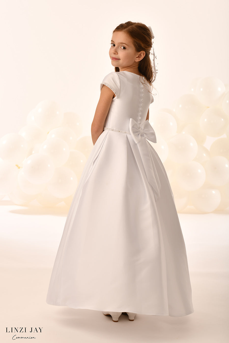 Linzi Jay Girls White Communion Dress:- Ruby