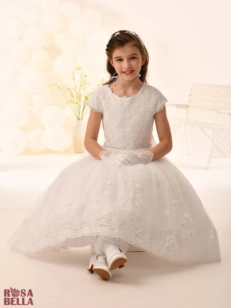 Rosa Bella By Sweetie Pie Girls White Communion Dress:- RB804