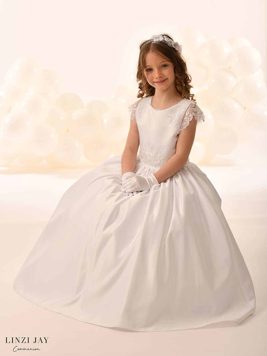 Linzi Jay Girls White Communion Dress:- Trudy