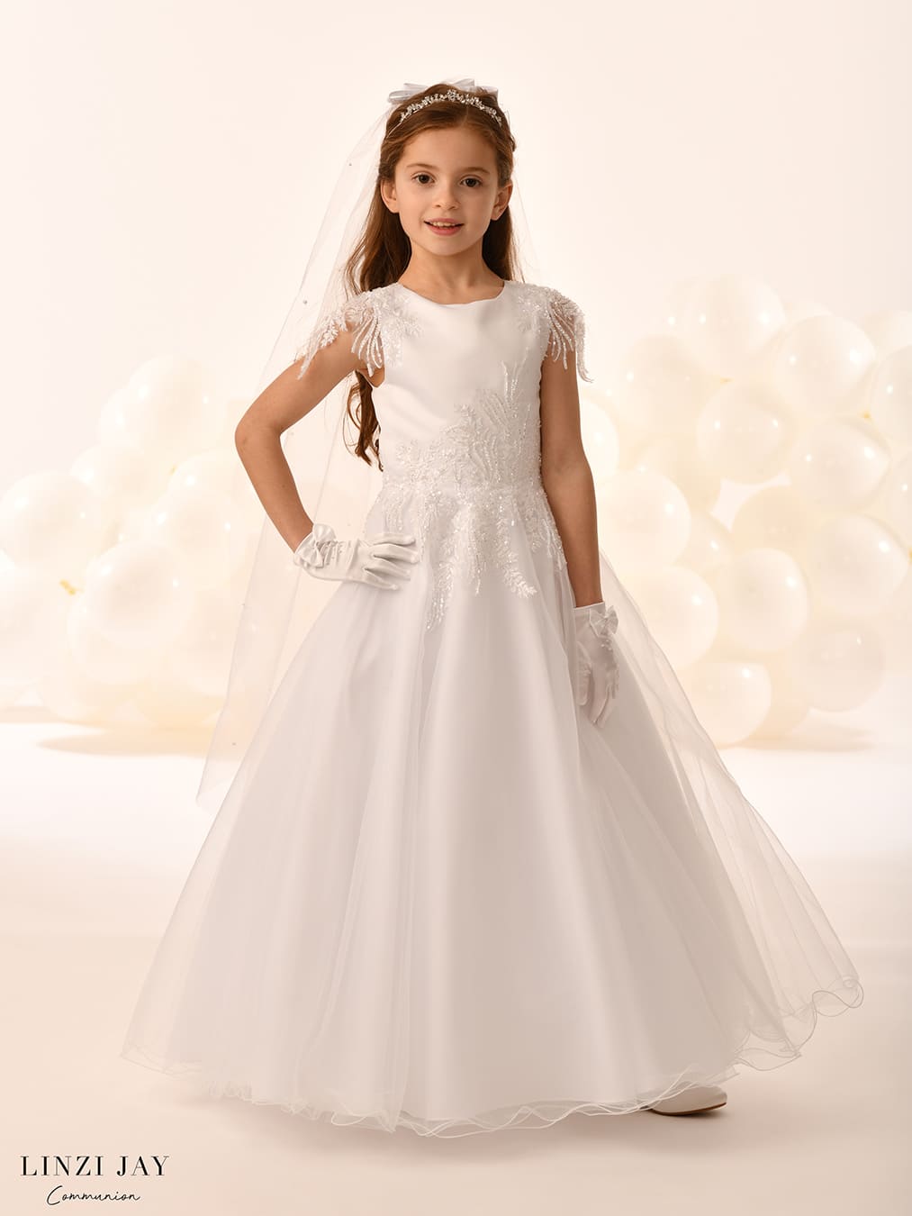 Linzi Jay Girls White Communion Dress:- Taylor