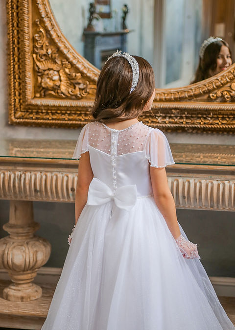 Crystal & Pearl Glimmer White Communion Dress (Tulle Glitter Skirt)