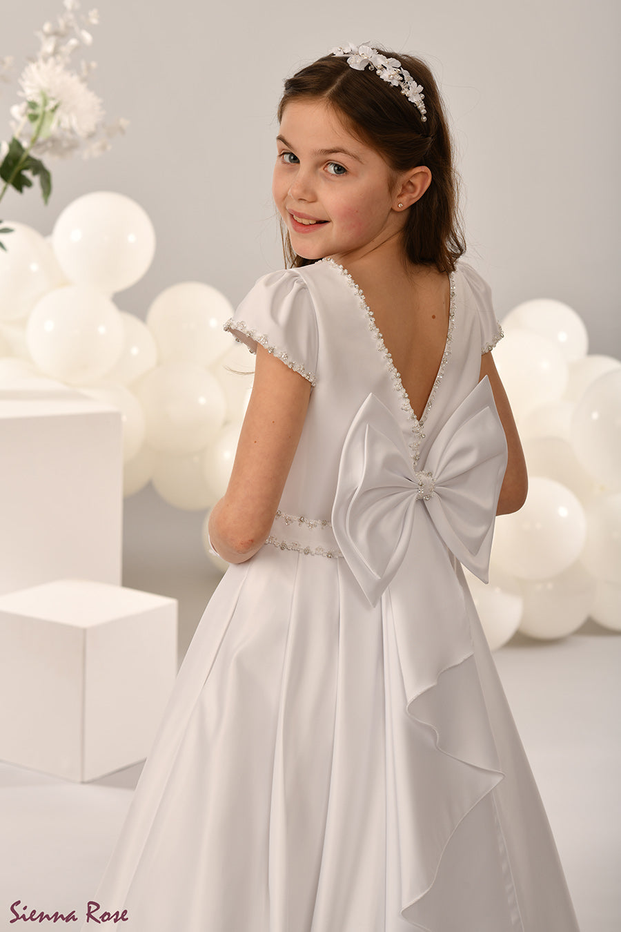 Sienna Rose By Sweetie Pie Girls White Communion Dress:- SR743