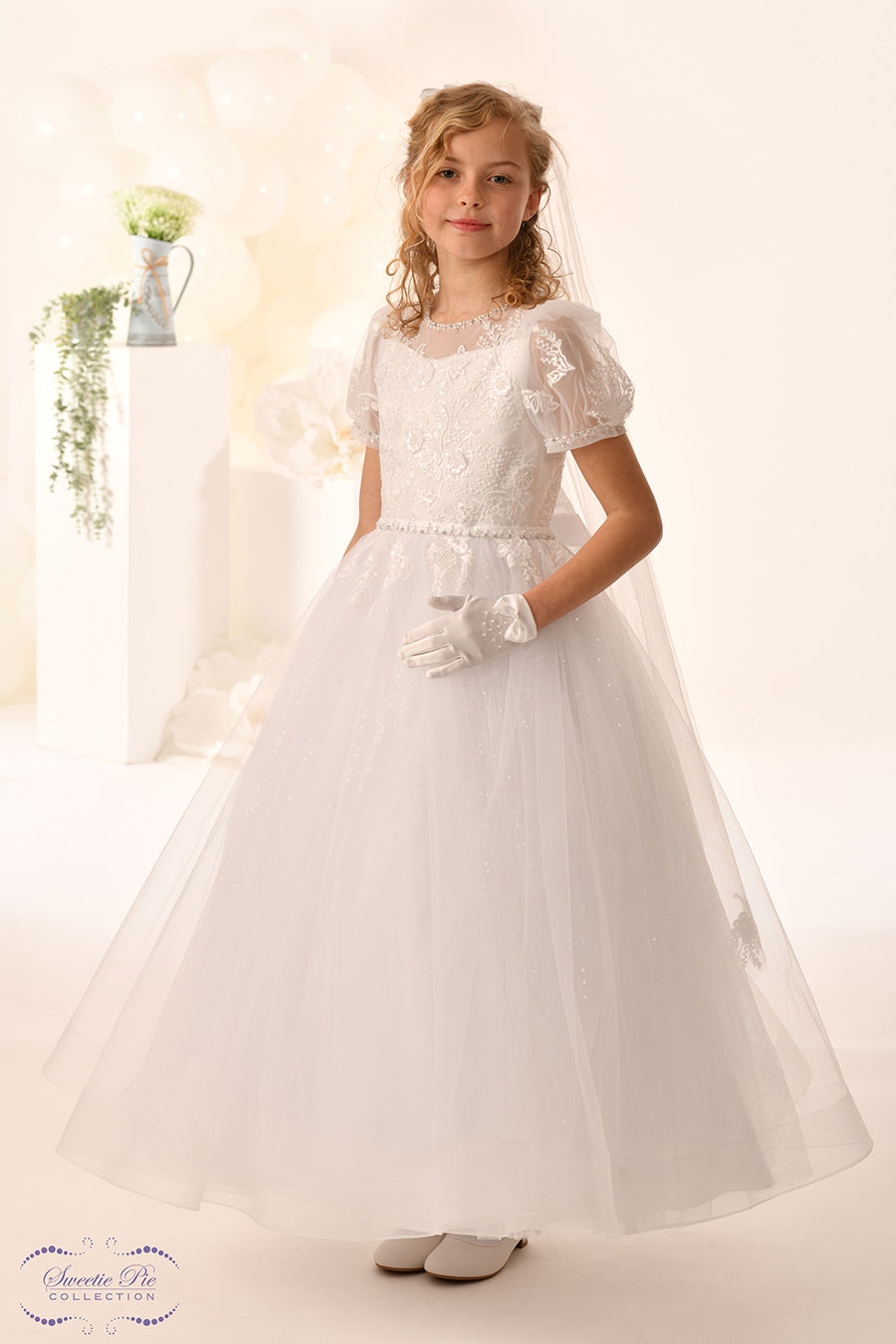 Sweetie Pie Girls White Communion Dress:- 5045