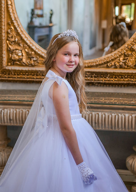 Crystal & Pearl Zaria White Communion Dress (Tulle Skirt)