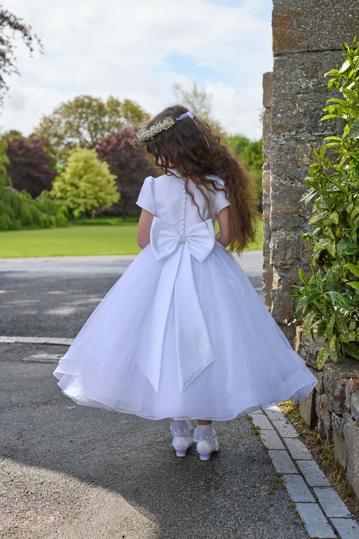 Isabella Girls White Communion Dress:- IS27456