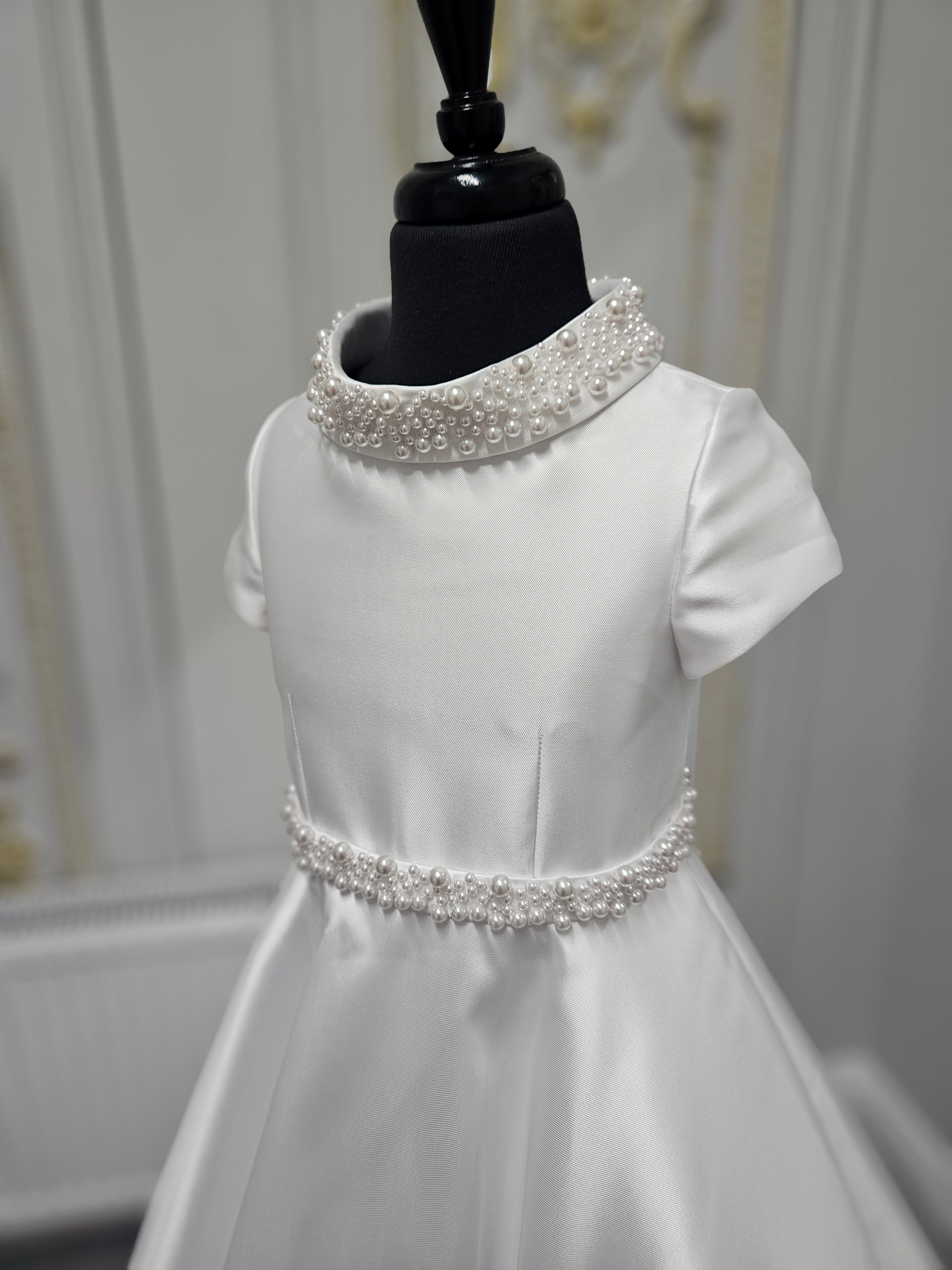 SALE COMMUNION DRESS KOKO Girls White Communion Dress:- KO25834 Age 6 & 7