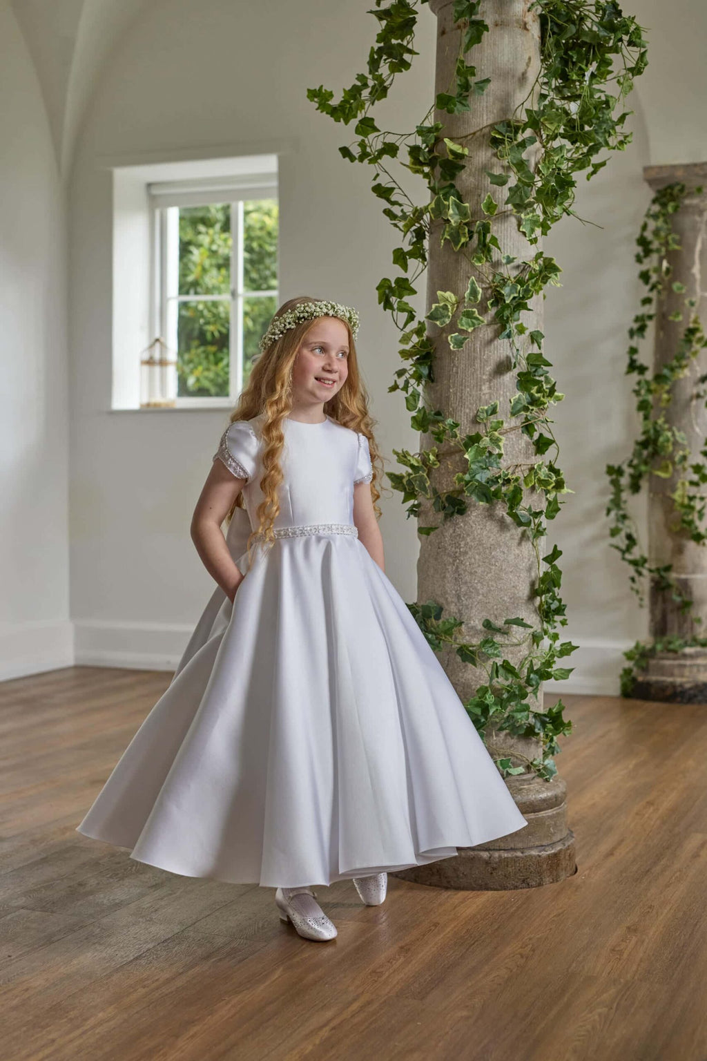 Isabella Girls White Communion Dress:- KO27760