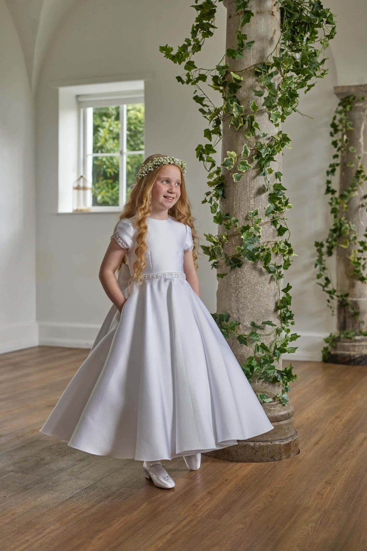 Isabella Girls White Communion Dress:- KO27760
