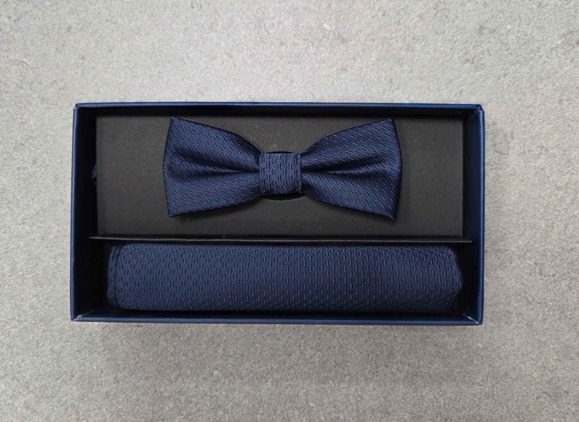 Spagnolo Boys Navy Bow Tie And Pocket Square
