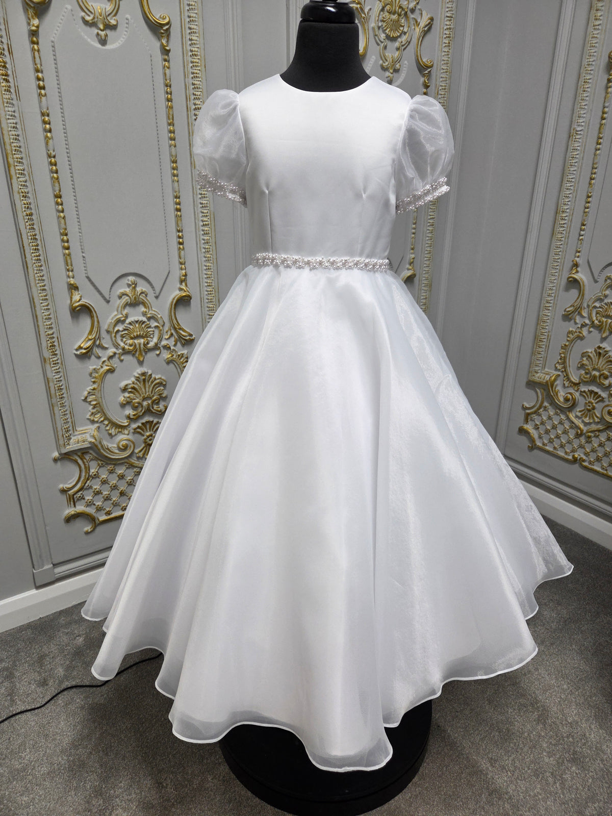 Isabella Girls White Communion Dress:- IS27454