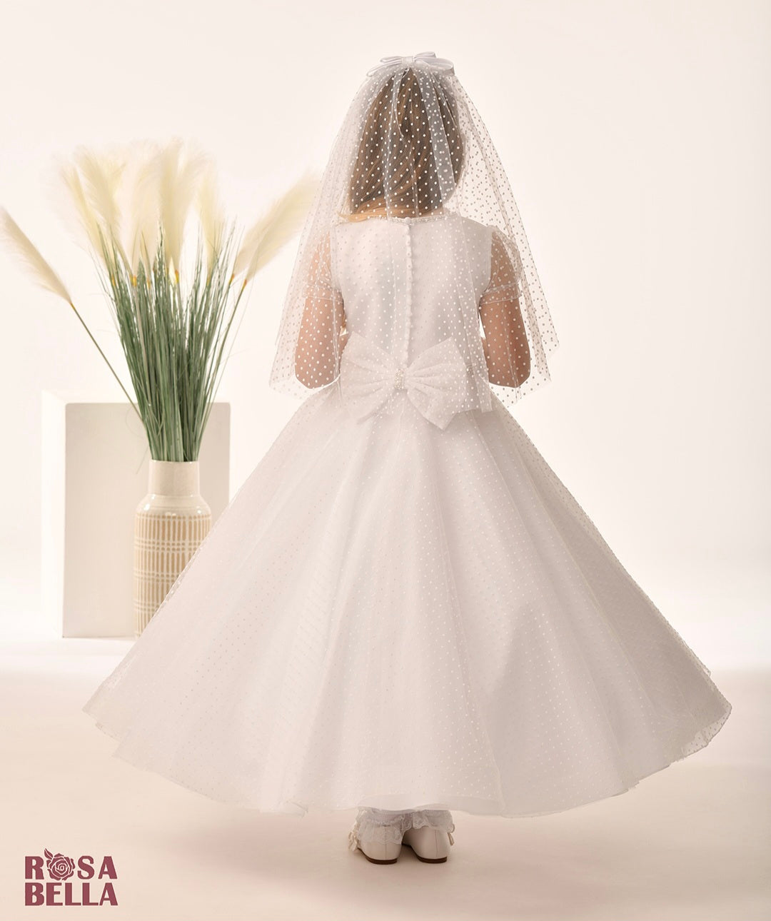 Rosa Bella By Sweetie Pie Girls White Communion Dress:- RB652