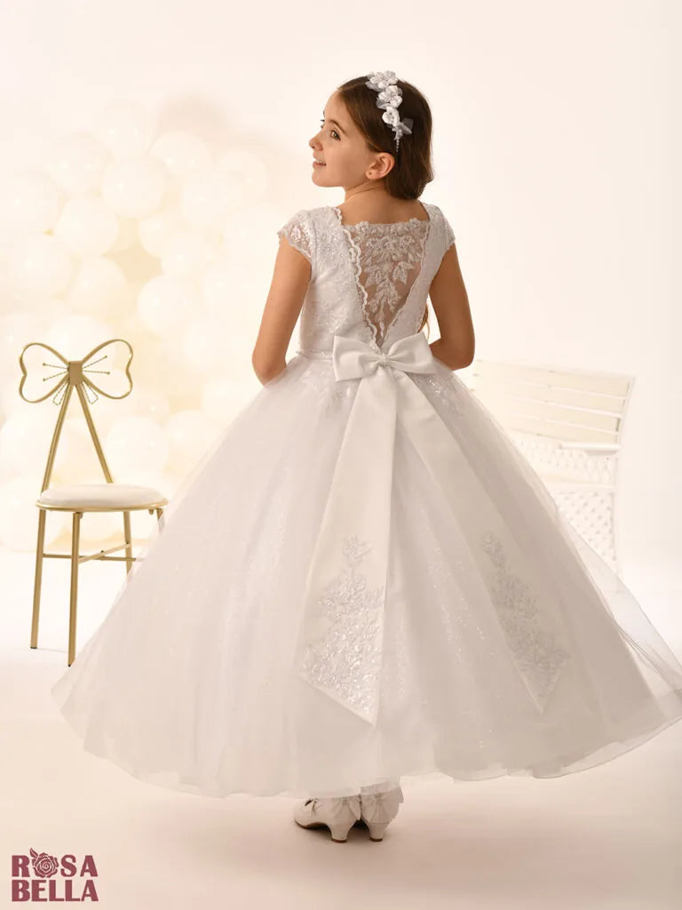 Rosa Bella By Sweetie Pie Girls White Communion Dress:- RB808