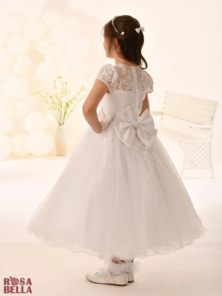 Rosa Bella By Sweetie Pie Girls White Communion Dress:- RB812