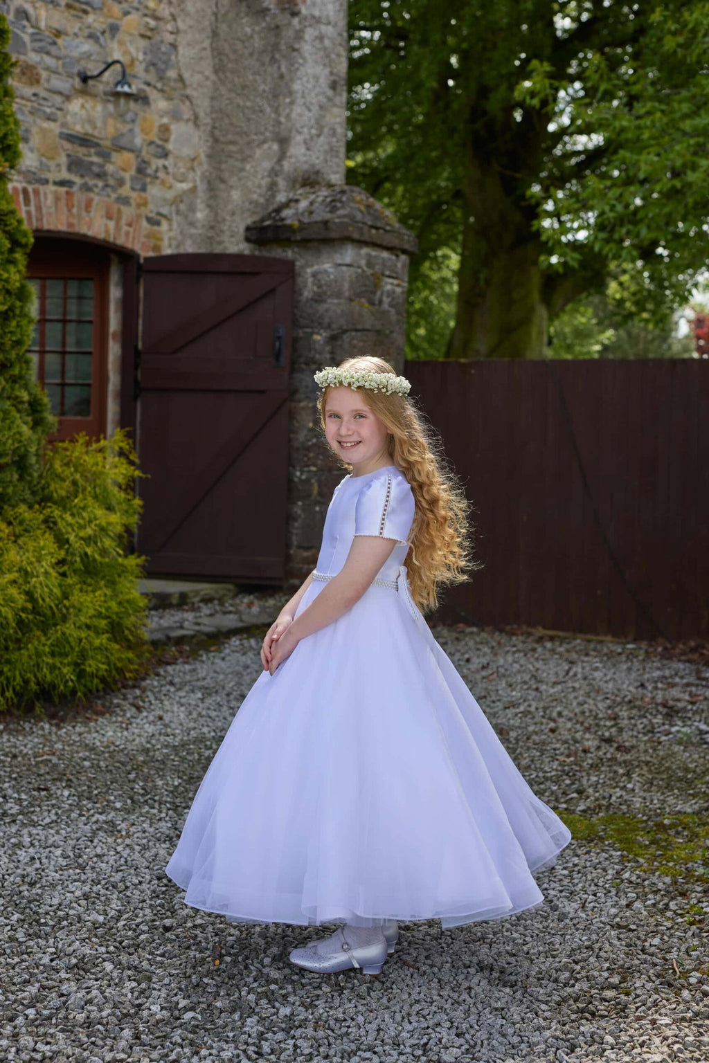 Isabella Girls White Communion Dress:- IS27458