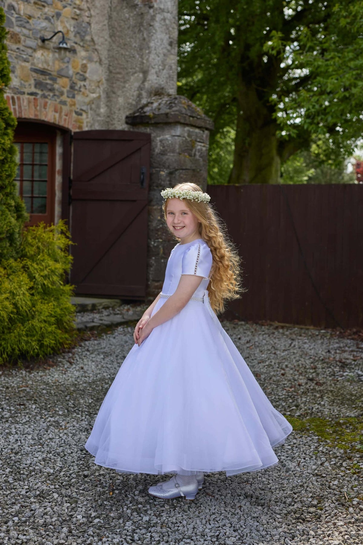 Isabella Girls White Communion Dress:- IS27458