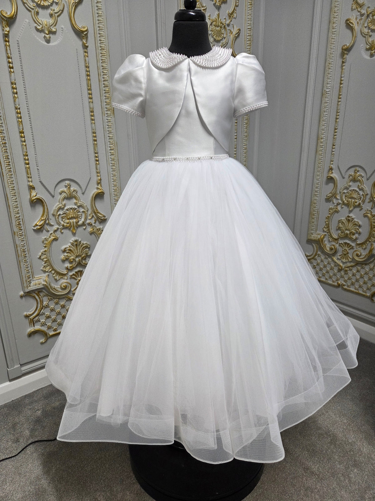 Isabella Girls White Communion Dress:- IS27438