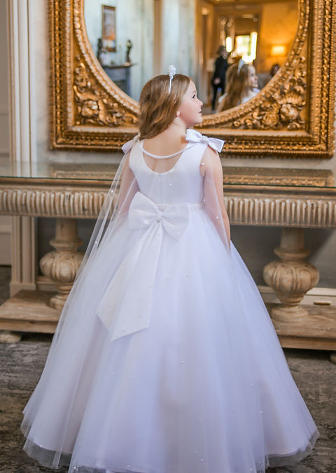 Crystal & Pearl Zaria White Communion Dress (Tulle Skirt)