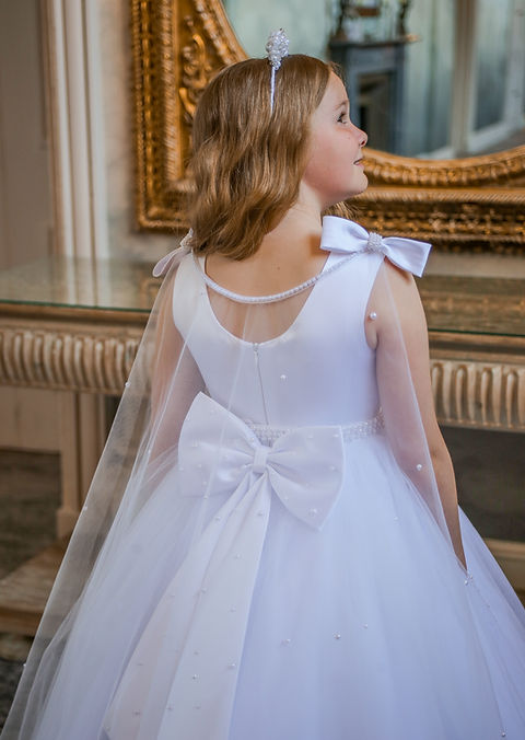 Crystal & Pearl Zaria White Communion Dress (Tulle Skirt)
