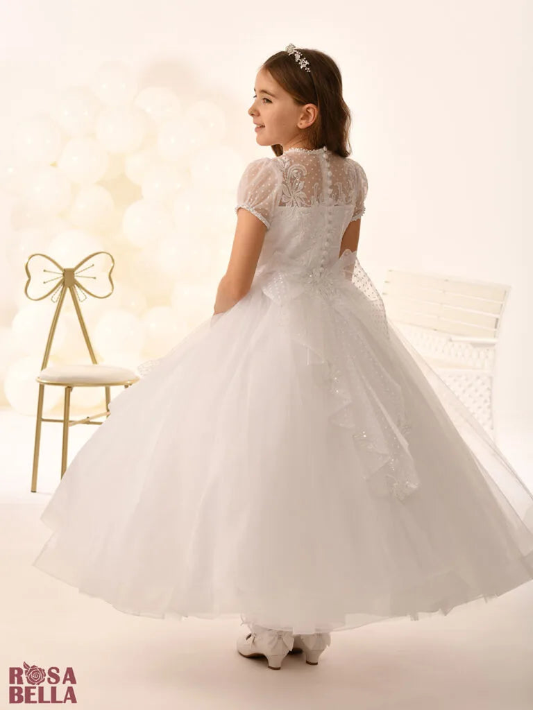 Rosa Bella By Sweetie Pie Girls White Communion Dress:- RB800