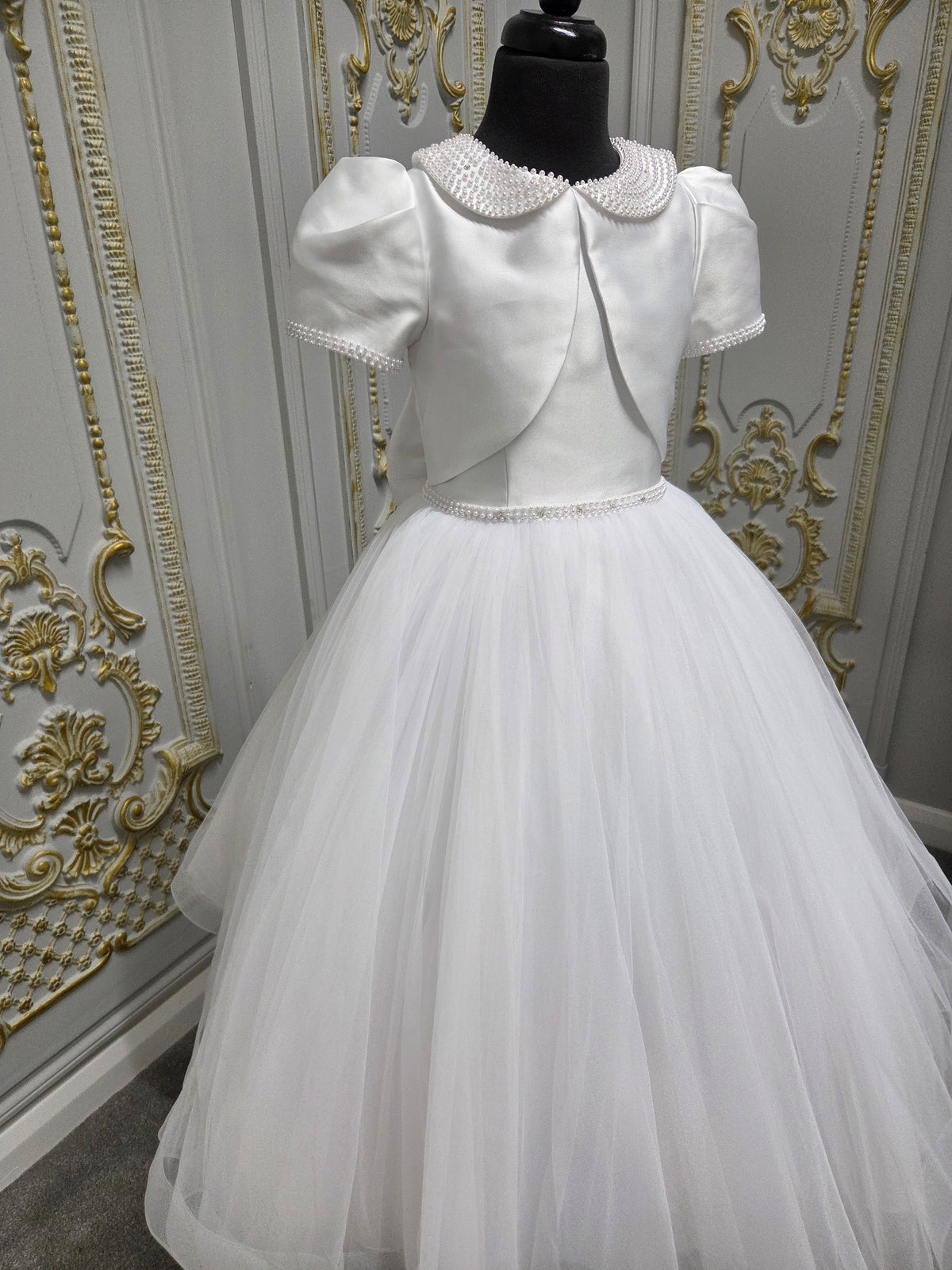 Isabella Girls White Communion Dress:- IS27438