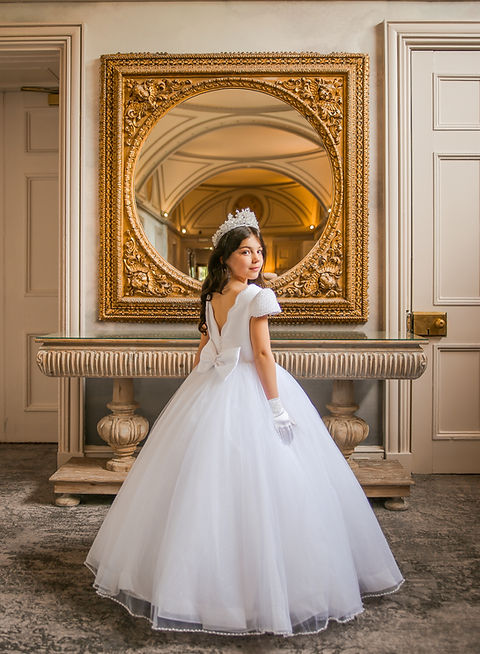 Crystal & Pearl Emilie White Communion Dress (Tulle Skirt)