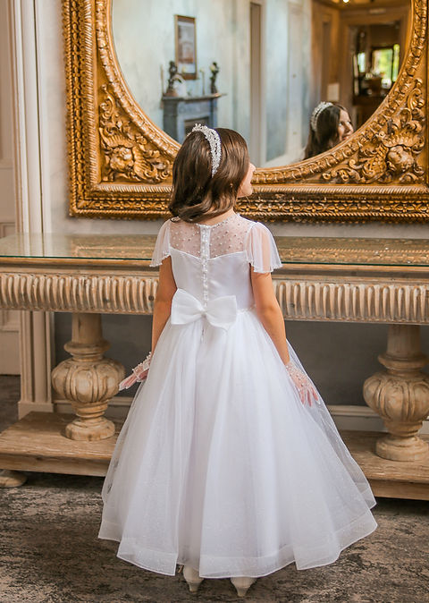 Crystal & Pearl Glimmer White Communion Dress (Tulle Glitter Skirt)