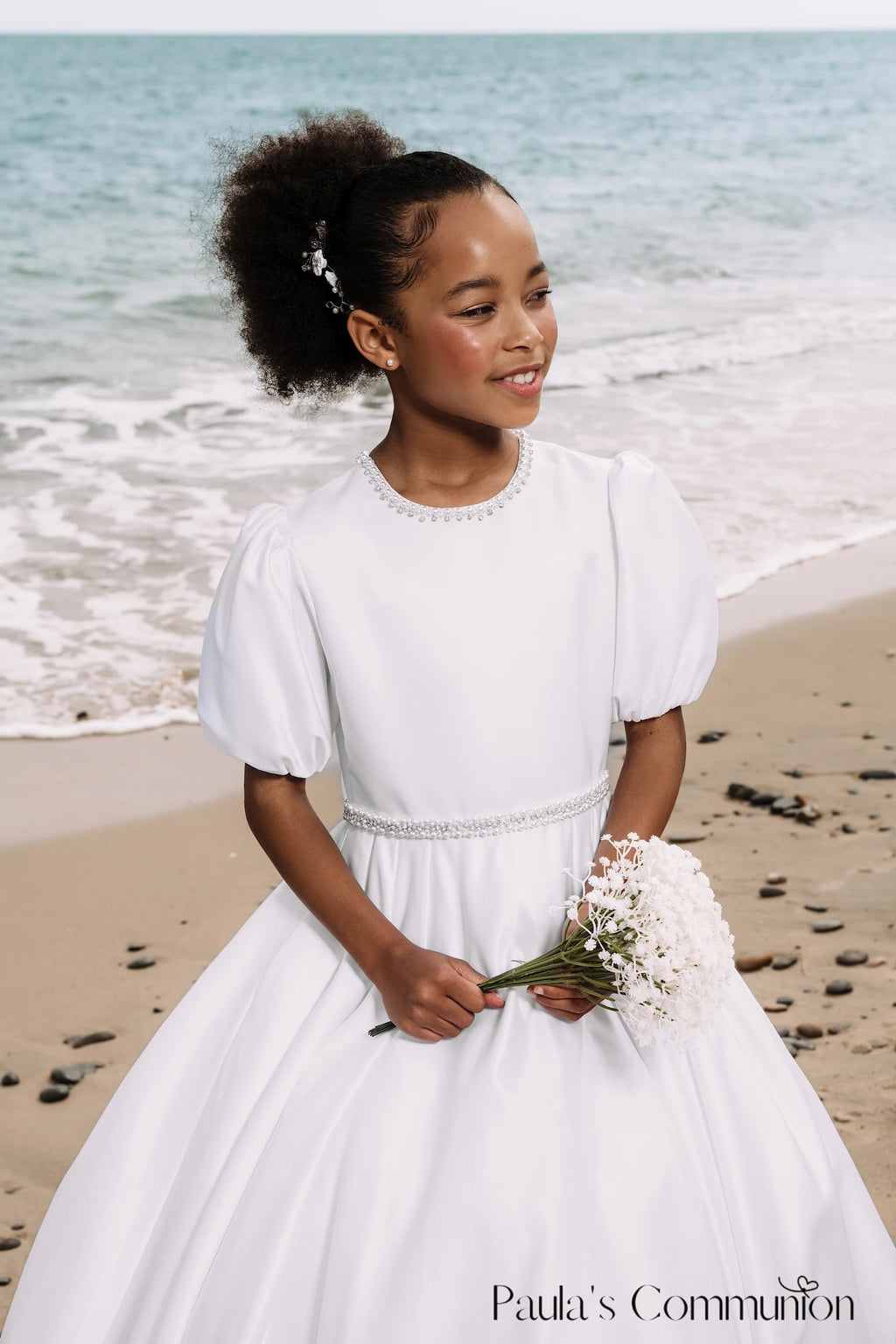 Paula's Communion Girls White Communion Dress:- PJ107