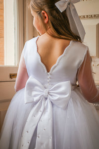 Crystal & Pearl Broadway White Communion Dress (Straight Beaded Skirt)