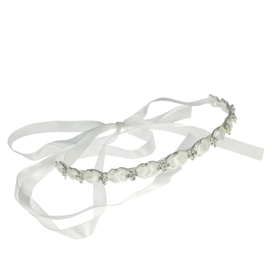 SALE Linzi Jay Diamante, Pearl & Ribbon Bun Tiara:- LM185