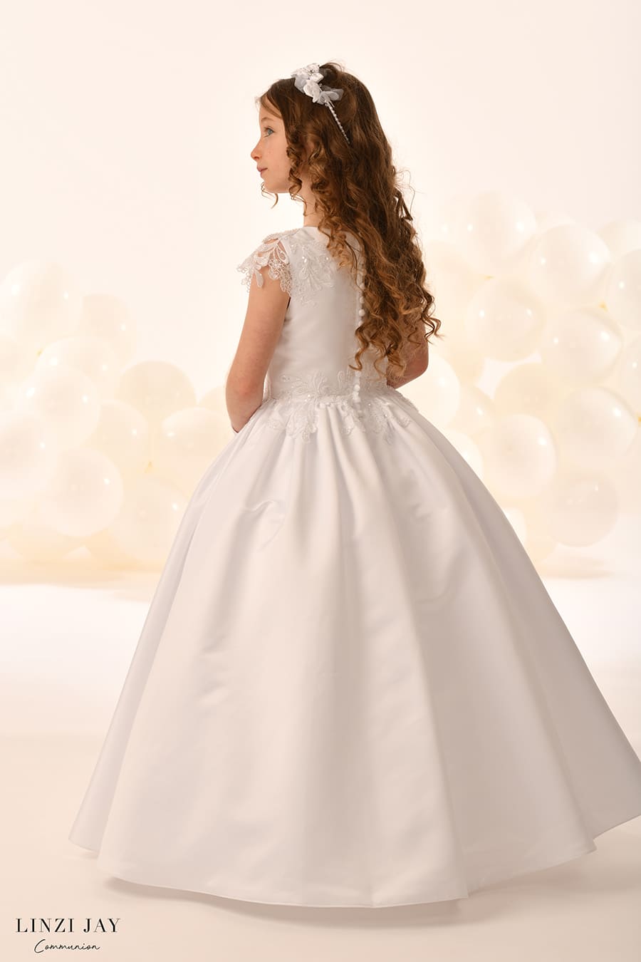 Linzi Jay Girls White Communion Dress:- Trudy