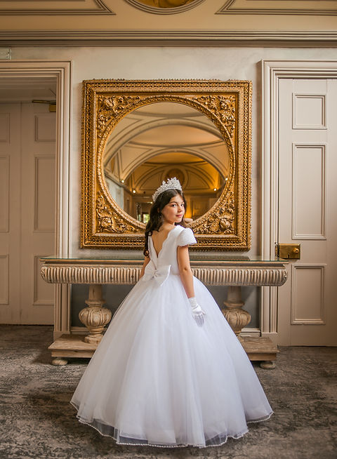 Crystal & Pearl Emilie White Communion Dress (Tulle Skirt)