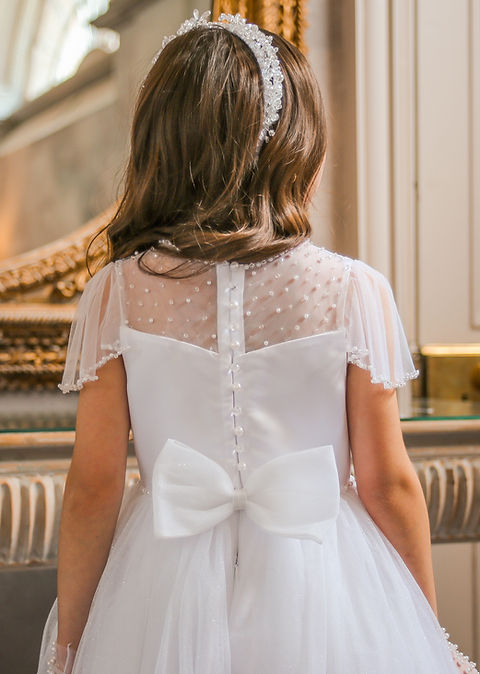 Crystal & Pearl Glimmer White Communion Dress (Tulle Glitter Skirt)