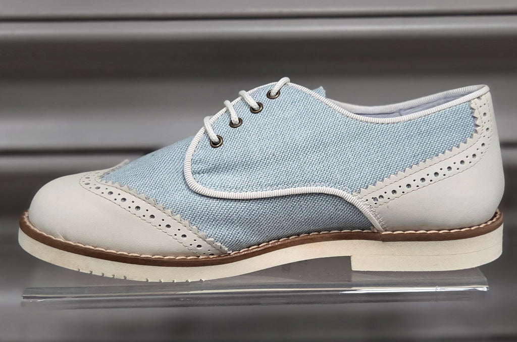 Boys Shoe Gux 2 Tone Brogue Beige & Green