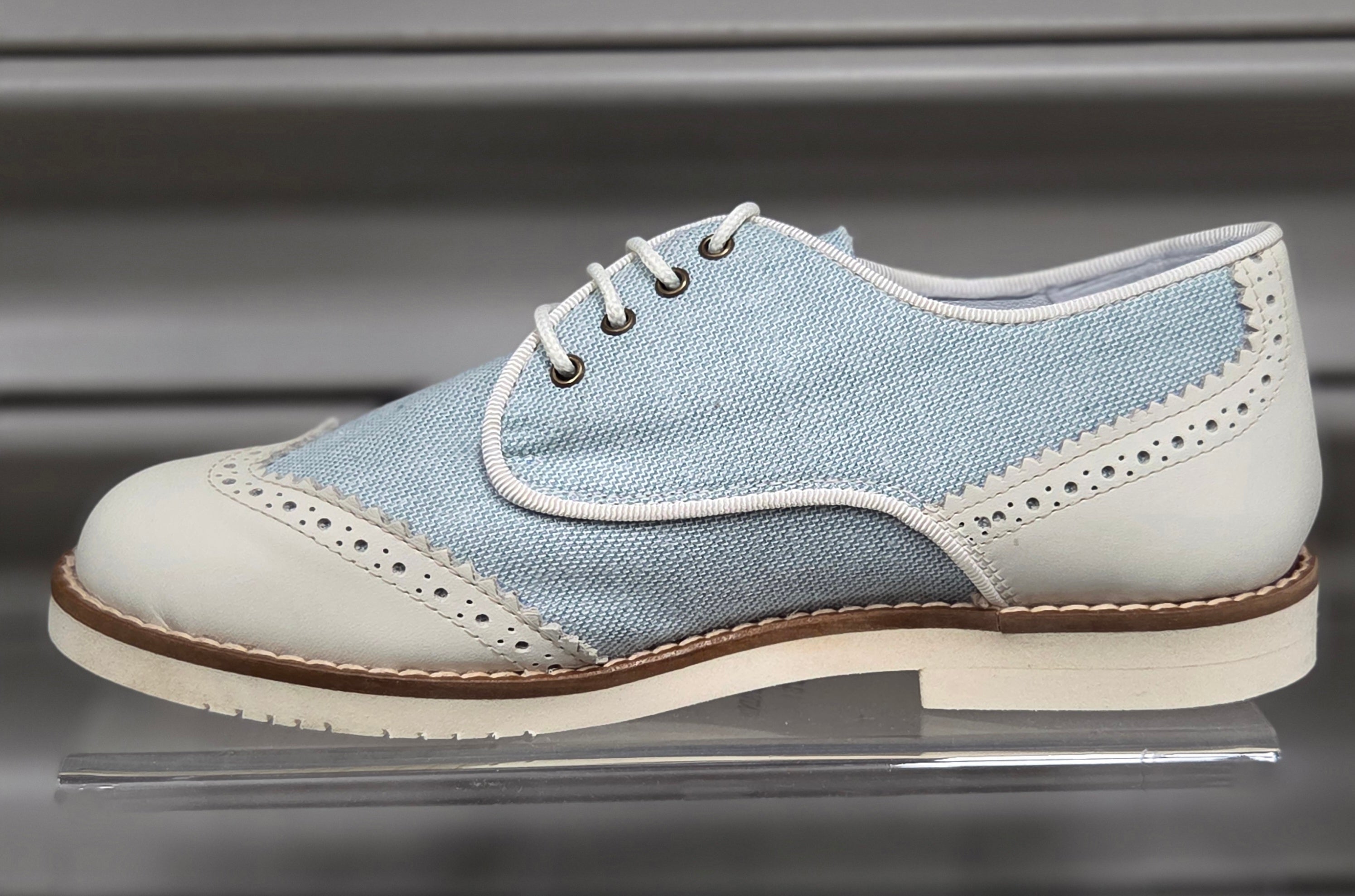 Boys Shoe Gux 2 Tone Brogue Beige & Green